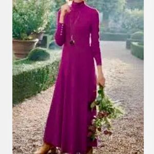 Soft Surrounding Jersey Knit Turtleneck Knit Maxi Dress Office Casual Stretchy